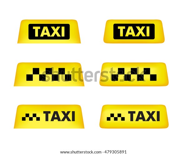 Taxi car roof sign. Icon\
set. Vector