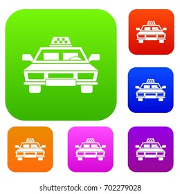 Taxi car set icon in different colors isolated vector illustration. Premium collection