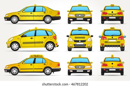 Taxi Car - Side - Front - Back view
