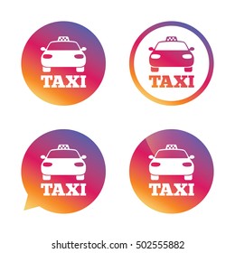 Taxi car sign icon. Public transport symbol.