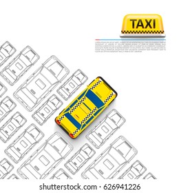 Taxi car signboard on the white background. Vector illustration