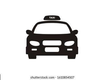 Taxi car. Simple icon in black and white