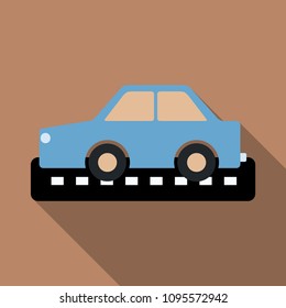 Taxi car top view icon. taxicab sedan with checker top light box on roof flat style vector illustration isolated on background. For taxi service app, transport company ad, infographics