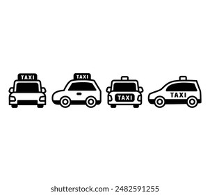 taxi car transportation icon symbol sign vector design black white color simple modern illustration collection set isolated