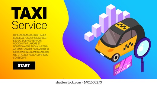 Taxi car vector banner. Taxi service flat mockup