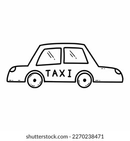 Taxi car. Vector doodle illustration. Hand drawn icon.