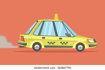 Taxi car. Vector flat cartoon illustration