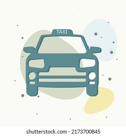 Icono del vector del automóvil taxi en fondo multicolor. Capas agrupadas para una ilustración de edición sencilla. Por tu diseño.