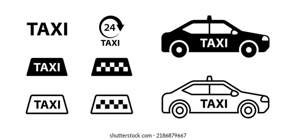 Juego de iconos de vectores de automóviles Taxi