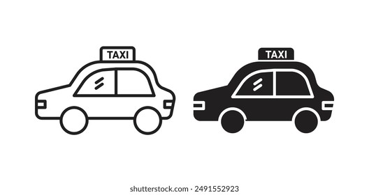 Taxi Car vector icon set in black color.