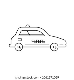 Taxi car vector line icon isolated on white background. Taxi car line icon for infographic, website or app. Icon designed on a grid system.