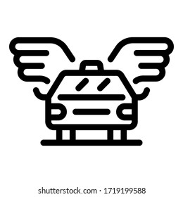 Taxi car wings icon. Outline taxi car wings vector icon for web design isolated on white background