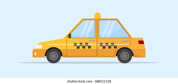 Taxi car. Yellow taxi cab vector illustration , public transportation. Isolated