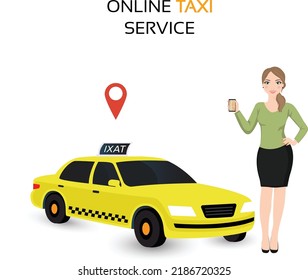 Taxi car.Online-taxi. Flat  Vector illustration