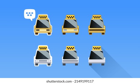 Taxi cars icon set Flat design longshadow stylish car