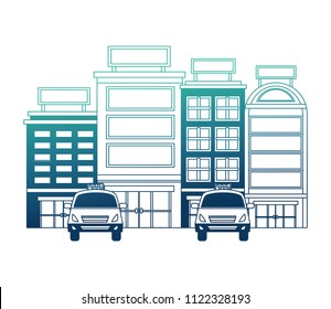 taxi cars service with hotels isolated icon