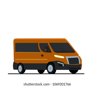 Taxi Cars. Yellow Delivery Van Transporter in Flat Style Vector.