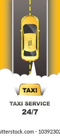  Taxi car.Taxi service. Vector flat illustration. Vector banner