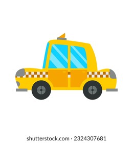 Taxi Cartoon Illustration. Toy Transport set in vector, the colorful version. Toys for kid games.