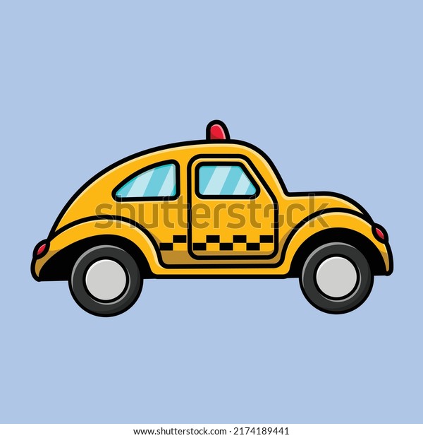 Taxi Cartoon Vector Icon\
Illustration. Transportation Icon Concept Isolated Premium\
Vector