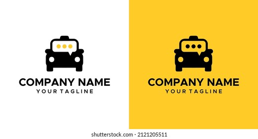 taxi chat themed graphic image, yellow and white background. basic vector graphics.