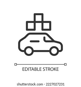 Taxi con píxel de verificación perfecto icono de ui lineal. Orden del vehículo. Servicio de transporte urbano. GUI, diseño UX. Esquema de elemento de interfaz de usuario aislado para aplicación y web. Trazo editable. Tipo de letra arial utilizado