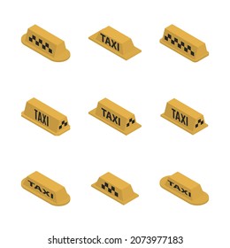 Taxi Checkers Set. Flat 3D Isometric Style, Vector Illustration.