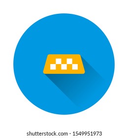 Taxi checkers vector icon on blue background. Flat image with long shadow.