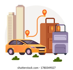 Taxi city cab travel concept. Vector flat cartoon graphic design illustration