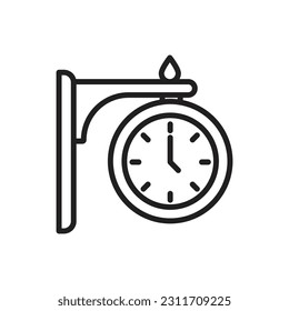 Taxi Clock Outline Icon Vector Illustration