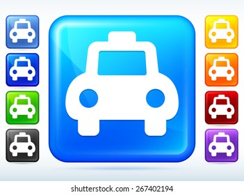 Taxi Colorful Square Button