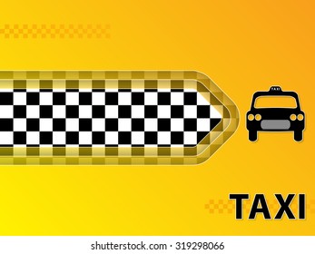 Taxi company advertising background design with cab and arrow