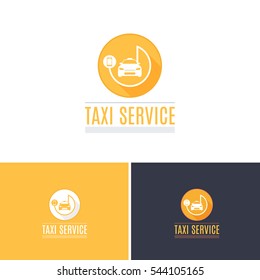 Taxi Concept Apps, Vector Icons, Logo, Symbol Template. Car Theme Company, Corporate Sign, Application Editable Business Id Design with Isolated White and Black Background Presentation 