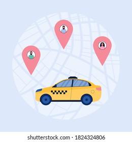 Taxi concept illustration. Colorful flat vector illustration