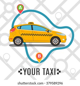 Taxi Concept. Logo, mobile application, service. Vector Illustration