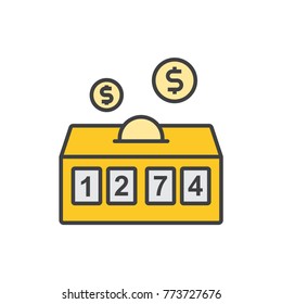 Taxi counter colored flat line icon.