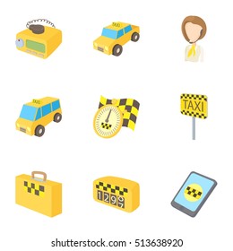 Taxi custom icons set. Cartoon illustration of 9 taxi custom vector icons for web