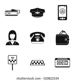 Taxi custom icons set. Simple illustration of 9 taxi custom vector icons for web
