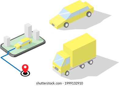 taxi, delivery car, flat vector icons, illustration, banner