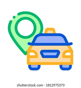 Taxi Destination Icon Vector Thin Line. Contour Illustration