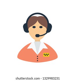 Taxi dispatcher icon. Flat color design. Vector illustration.