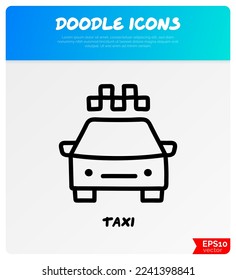 Taxi doodle icon. Transport. Car booking. Vector illustration.