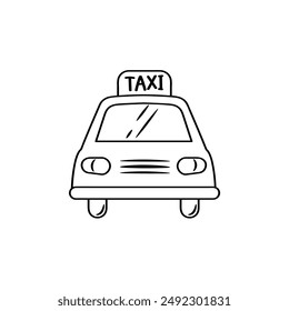 Taxi-Doodle-Symbol. Vektorgrafik handgezeichnete Skizzenzeichnung.