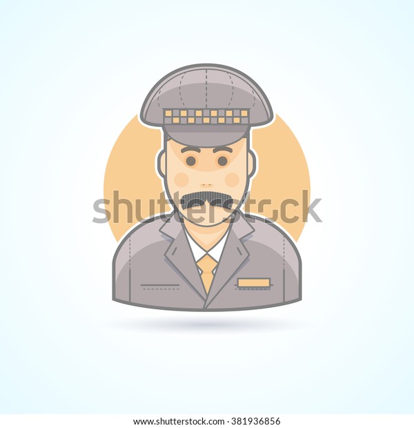 Taxi driver, cabbie icon. Avatar and\
person illustration. Flat colored outlined\
style.