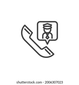 Taxi driver call line icon. linear style sign for mobile concept and web design. Taxi call service outline vector icon. Symbol, logo illustration. Vector graphics