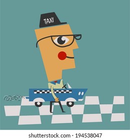 Taxi driver with car
