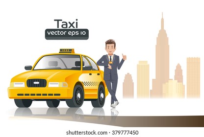 Taxi driver in the city. Profession of faith is legitimate. Professional in the driving car.