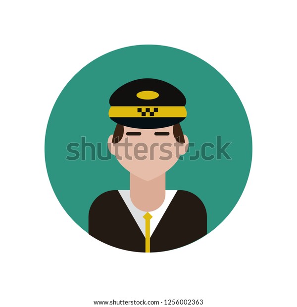 Taxi driver flat icon isolated\
on blue background. Simple Professions sign symbol in flat style.\
Professions elements Vector illustration for web and mobile\
design.