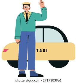 Taxifahrer flach mehrfarbige Illustration