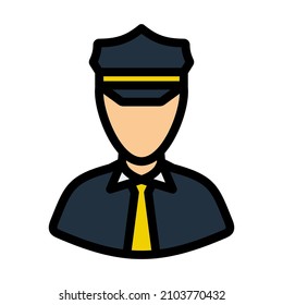 Taxi Driver Icon. Editable Bold Outline With Color Fill Design. Vector Illustration.